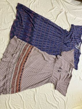 Knox Rose Blue and Mauve Printed Boho Dresses